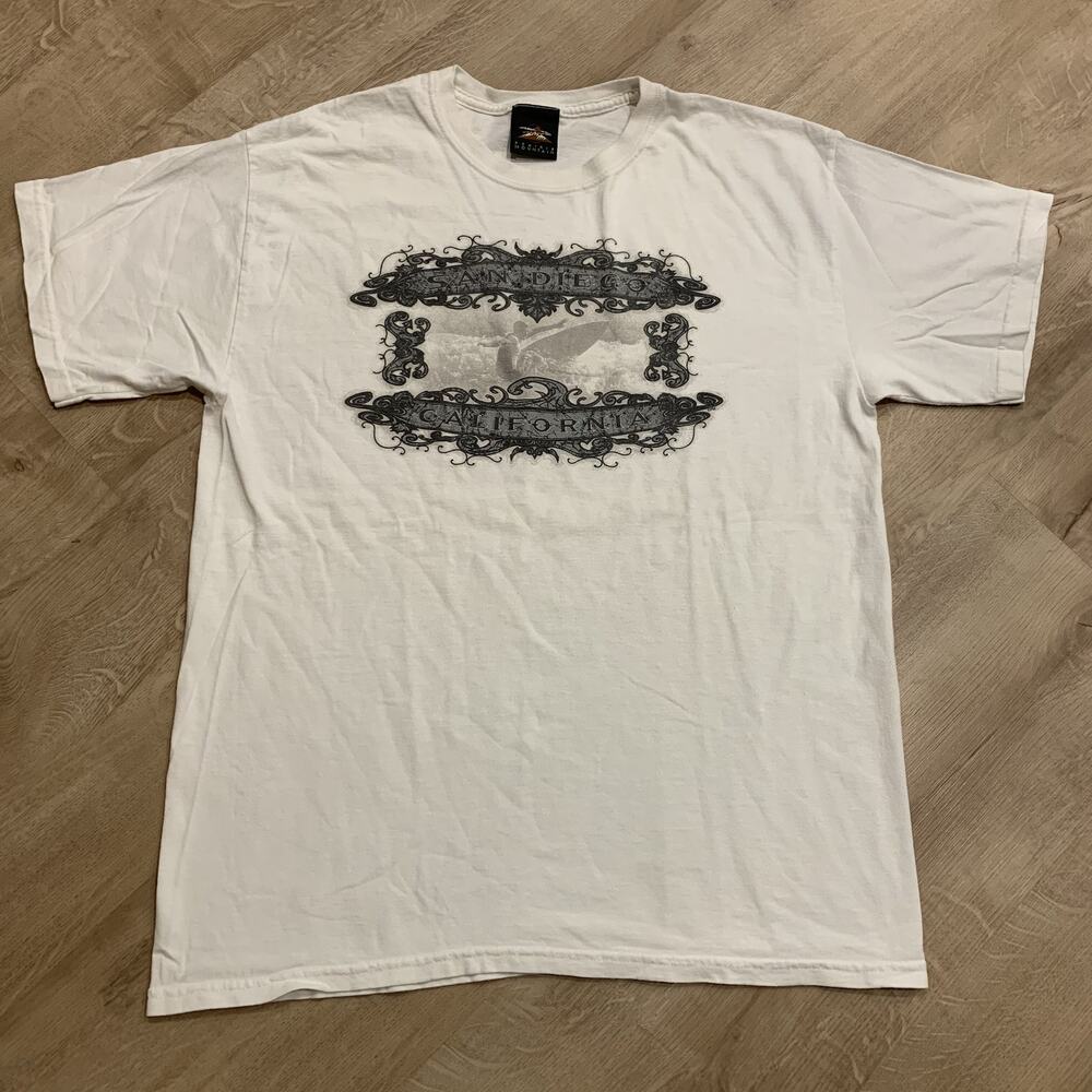 Y2K Prairie Mountain San Diego California Surfing Surfer T-Shirt Men's L Goth